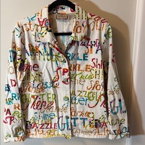 Life Is Good White Multicolor Printed Jean Jacket